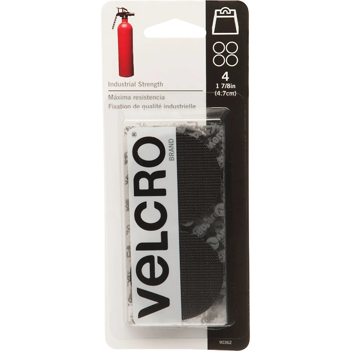 Organic VELCRO Brand 1-7 8 In. Black Industrial Strength Hook Loop Disc 4 Ct. Lightweight