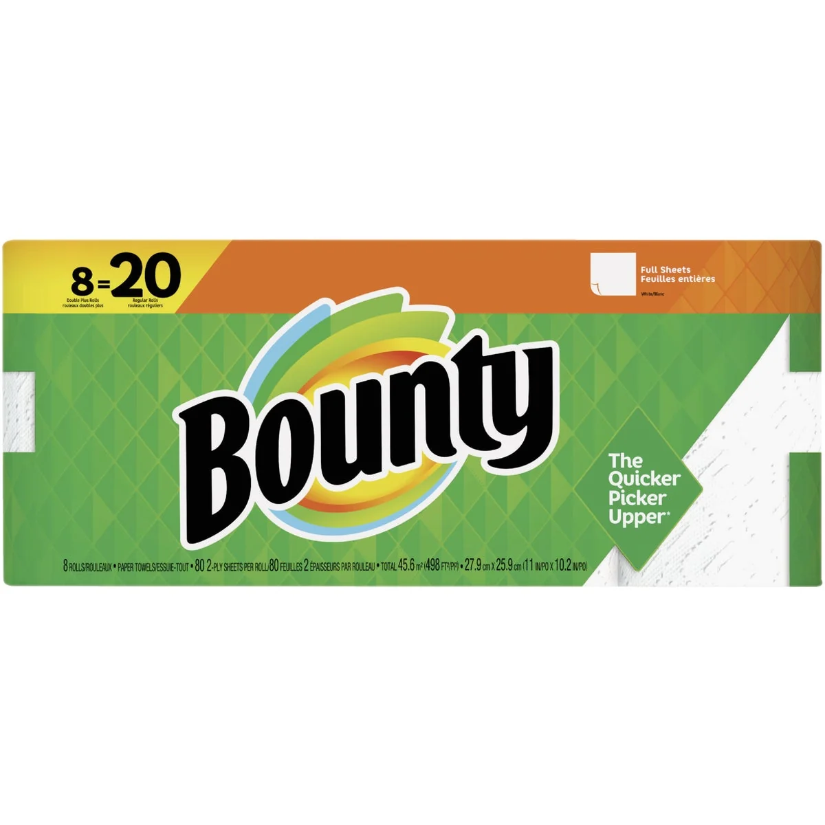 Convenient Bounty Full Sheet Paper Towel 8 Double Plus Rolls Healthy