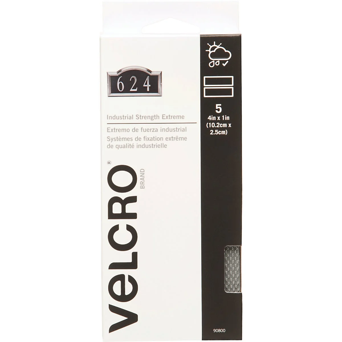 Top-Quality VELCRO Brand Industrial Strength Extreme Gray 1 In. x 4 In. Adhesive Hook Loop Strip 5 Ct. Classic