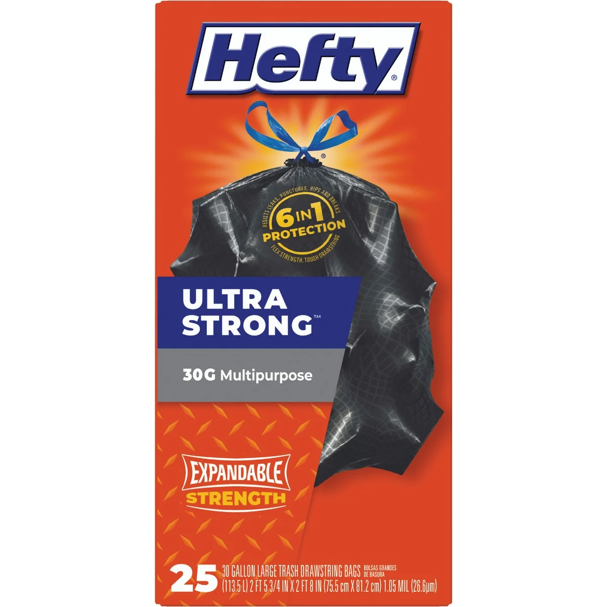 Classic Hefty Ultra Strong 30 Gal. Large Black Trash Bag 25-Count Prestigious