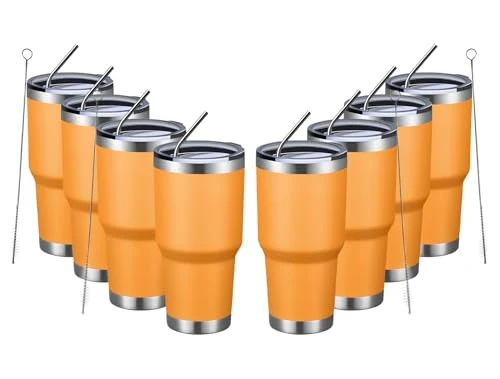 Verified 30oz Insulated Tumbler With Lids and Straws 8 Count Enhanced