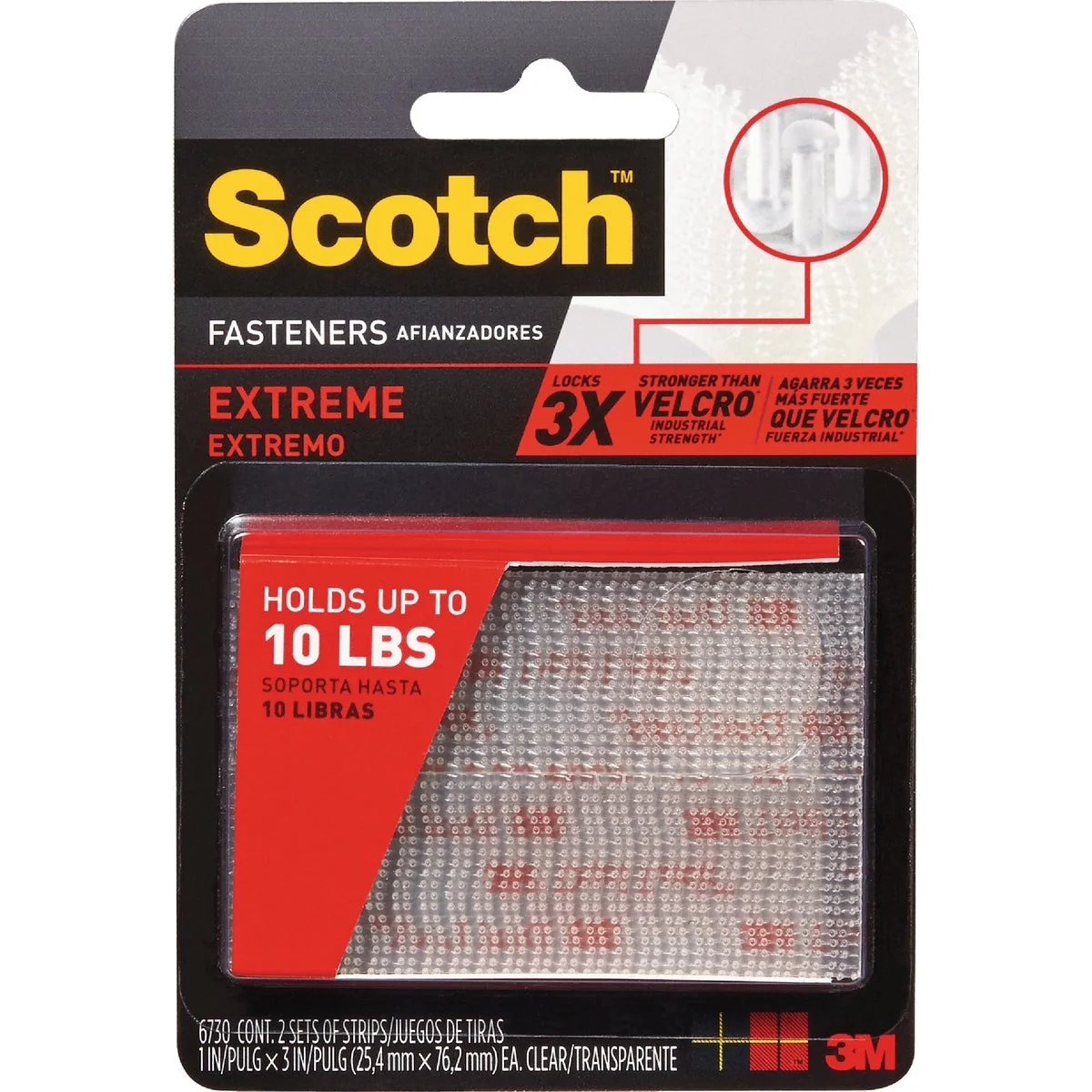 Long-Lasting Scotch Extreme Clear 3 In. Reclosable Hook and Loop Strip High-Quality
