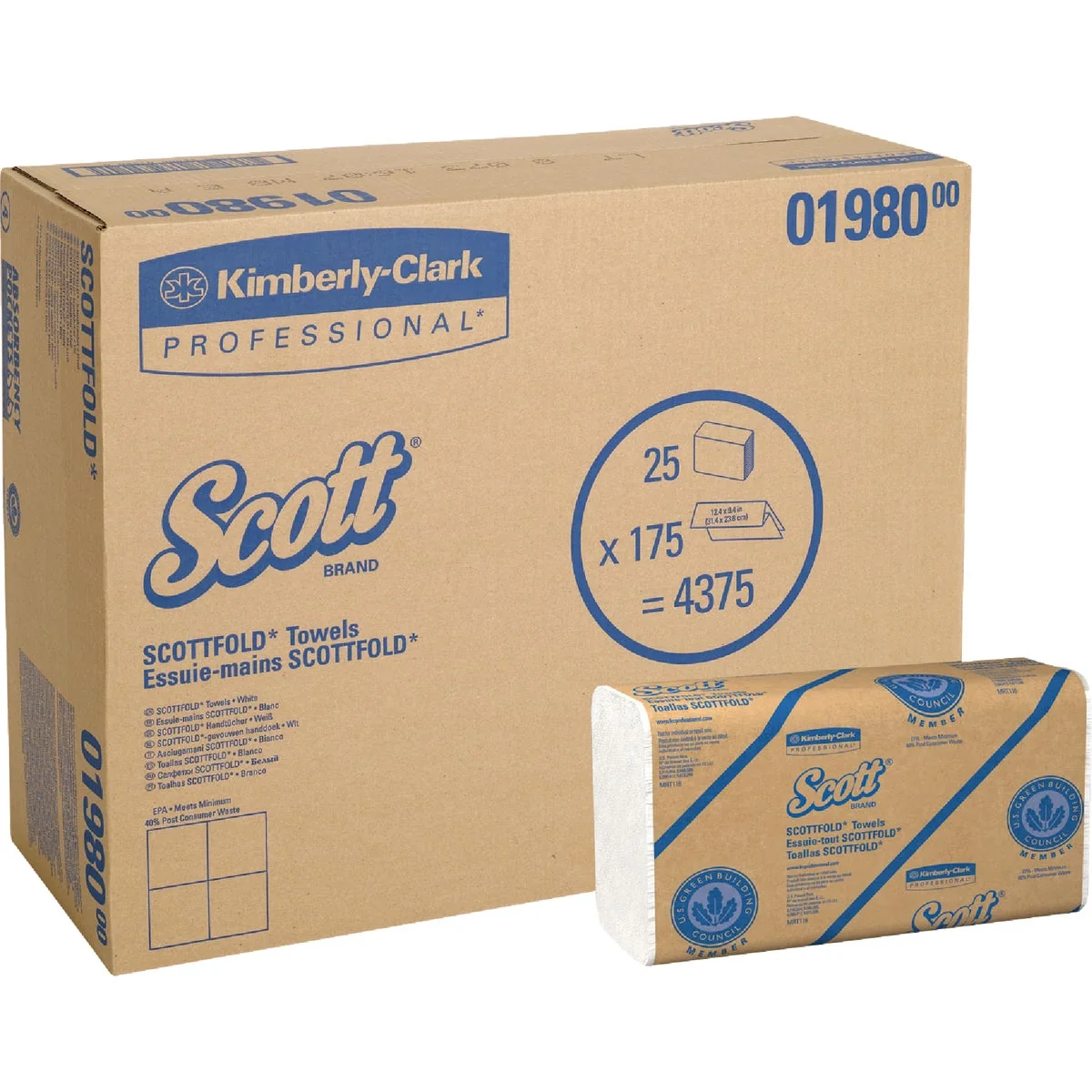 High-End Kimberly Clark Scott Pro Scottfold M White Hand Towel 25-Count Elegant