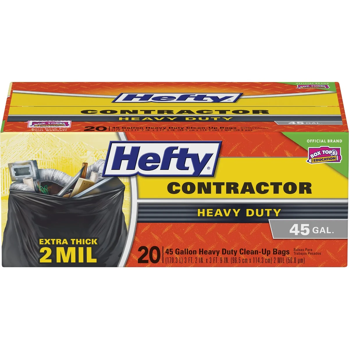 Proven Hefty 45 Gal. Contractor Black Trash Bag 20-Count Authentic