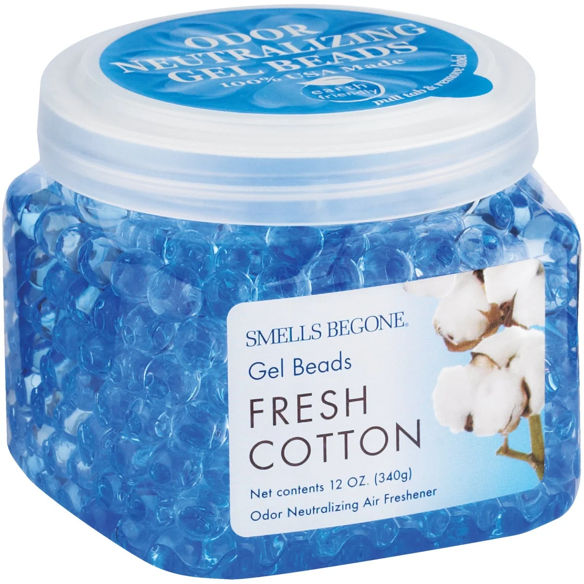 Breathable Smells Begone 12 Oz. Gel Beads Fresh Cotton Odor Neutralizer High-Performance