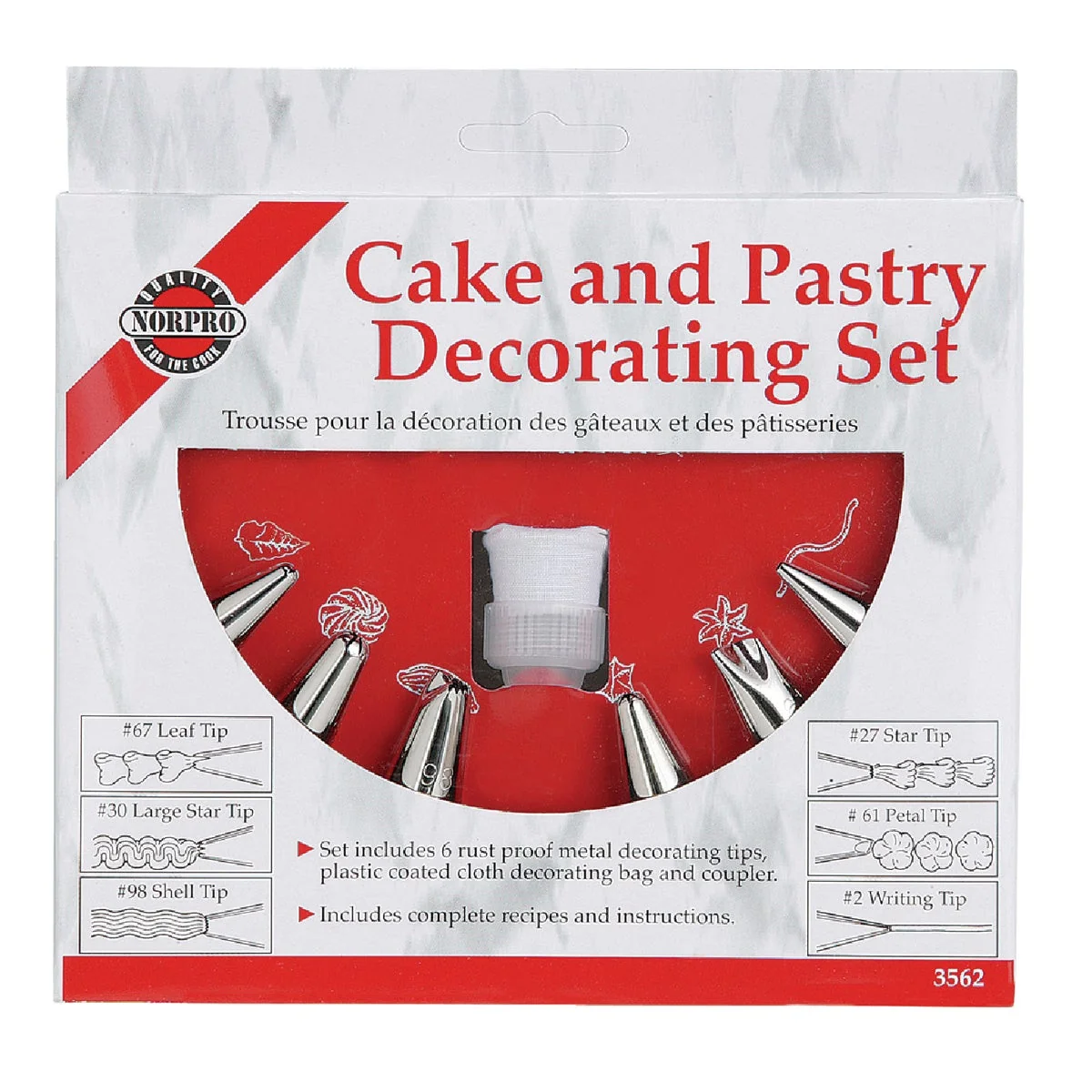 High-Quality Norpro Pastry Bag Decorating Kit 6 Tips High-Grade