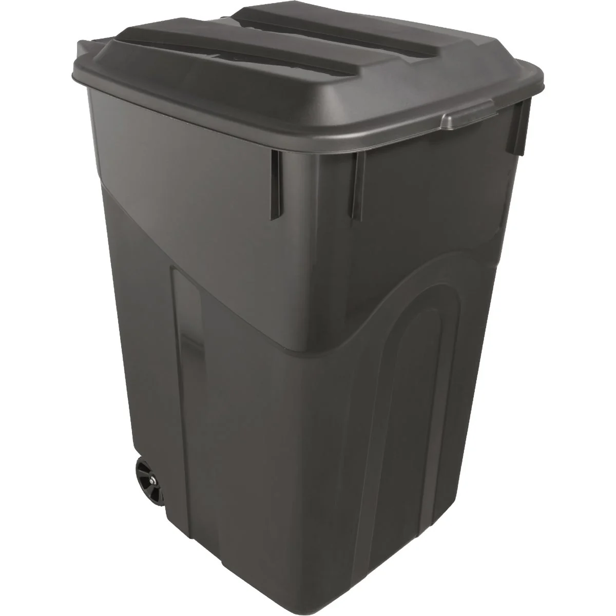 Dependable United Solutions Rough and Rugged 45 Gal. Wheeled Trash Can with Attached Lid Elegant
