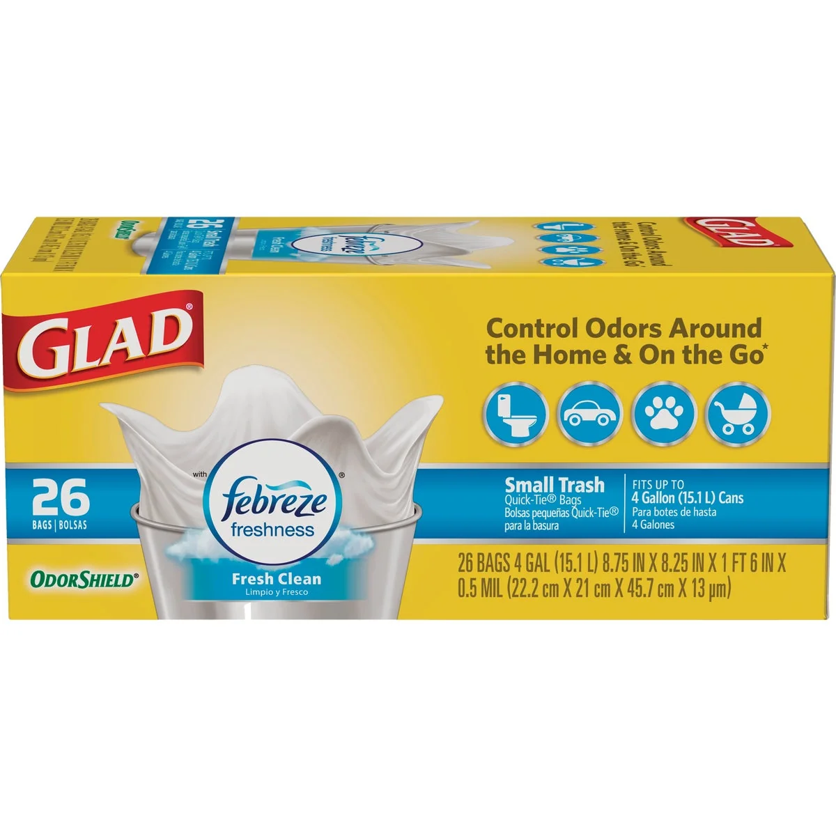 Top-Quality Glad 4 Gal. White Febreze Fresh OdorShield Small Trash Bag Traditional