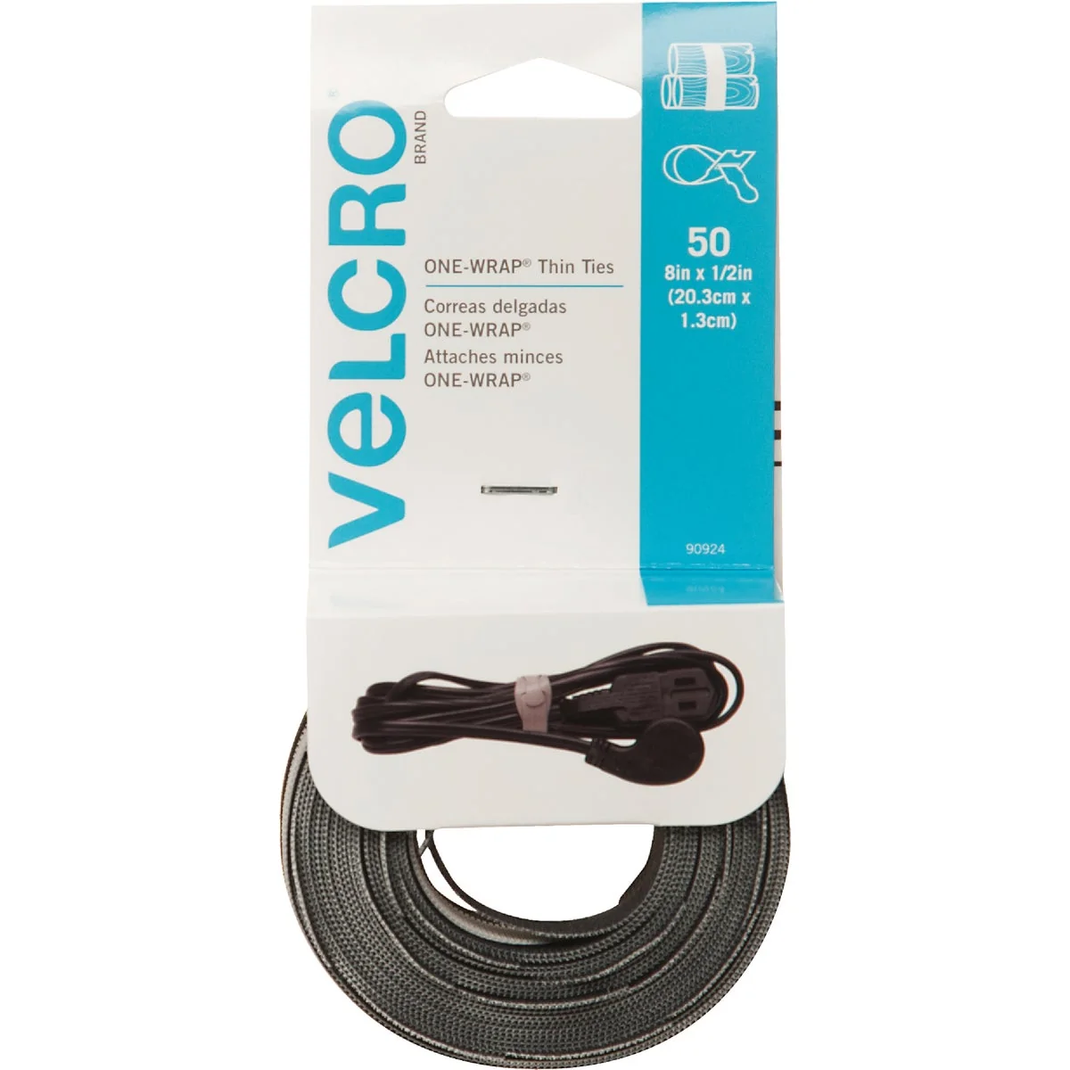 Advanced VELCRO Brand One-Wrap 1 2 In. x 8 In. Black Hook Loop Tie 50 Ct. High-Quality