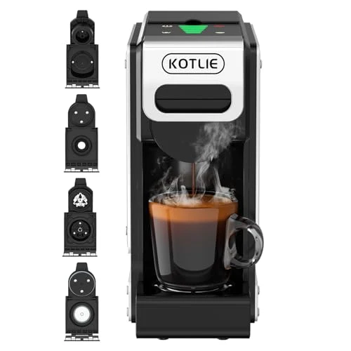 Functional 4-in-1 Espresso Capsule Coffee Machine Single Serve Coffee Maker for K cup Nes DG Ground Coffee 19Bar 1L ST-550 silver Comfortable