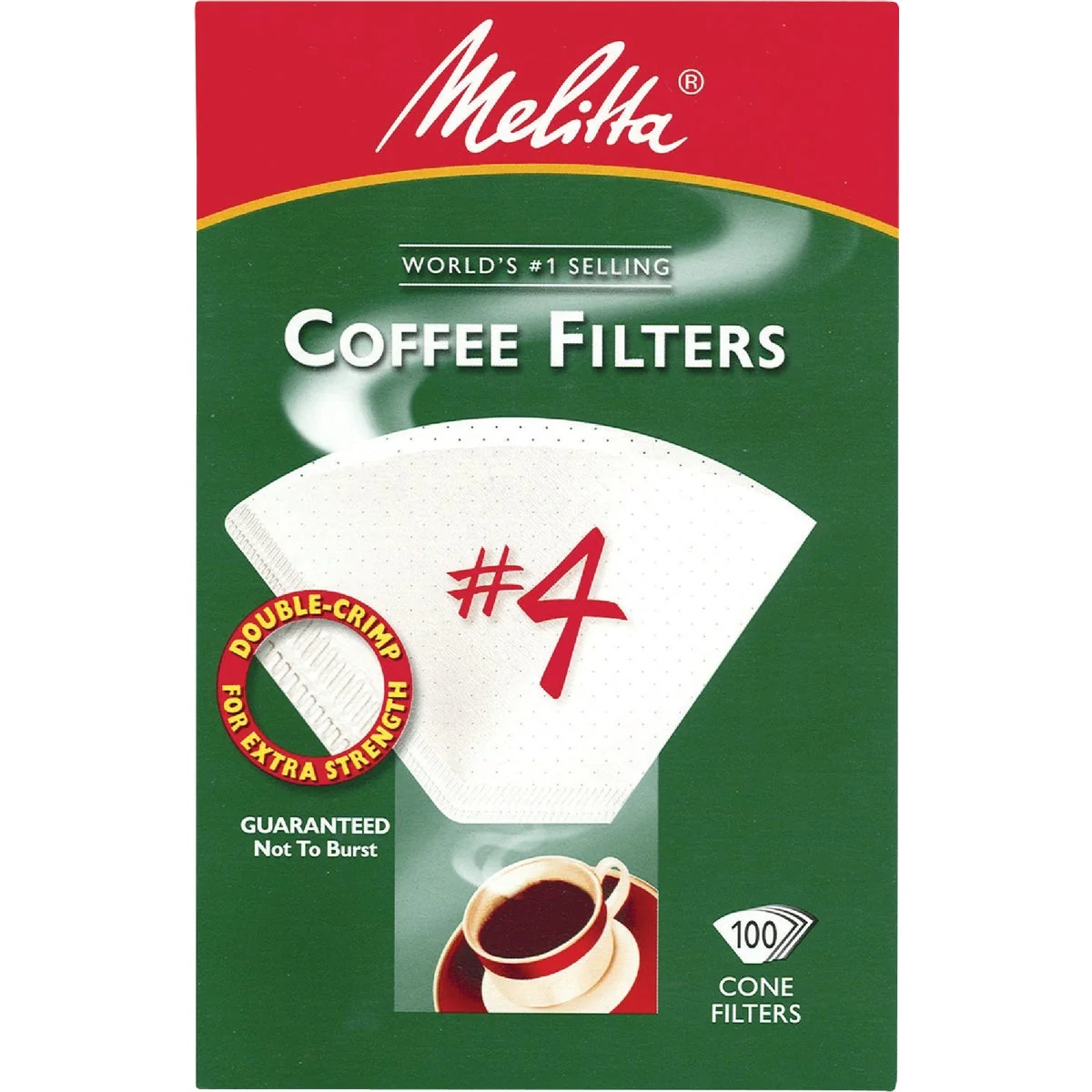 Superior Melitta 4 Cone 8-12 Cup White Coffee Filter 100-Pack Solid