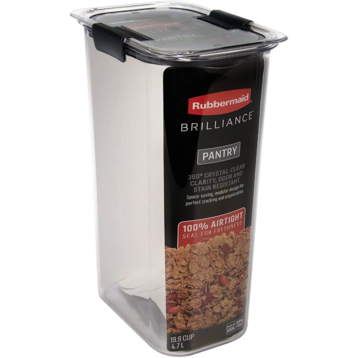 Natural Rubbermaid Brilliance 19.9 Cup Ce Pantry Airtight Food Storage Container Stylish