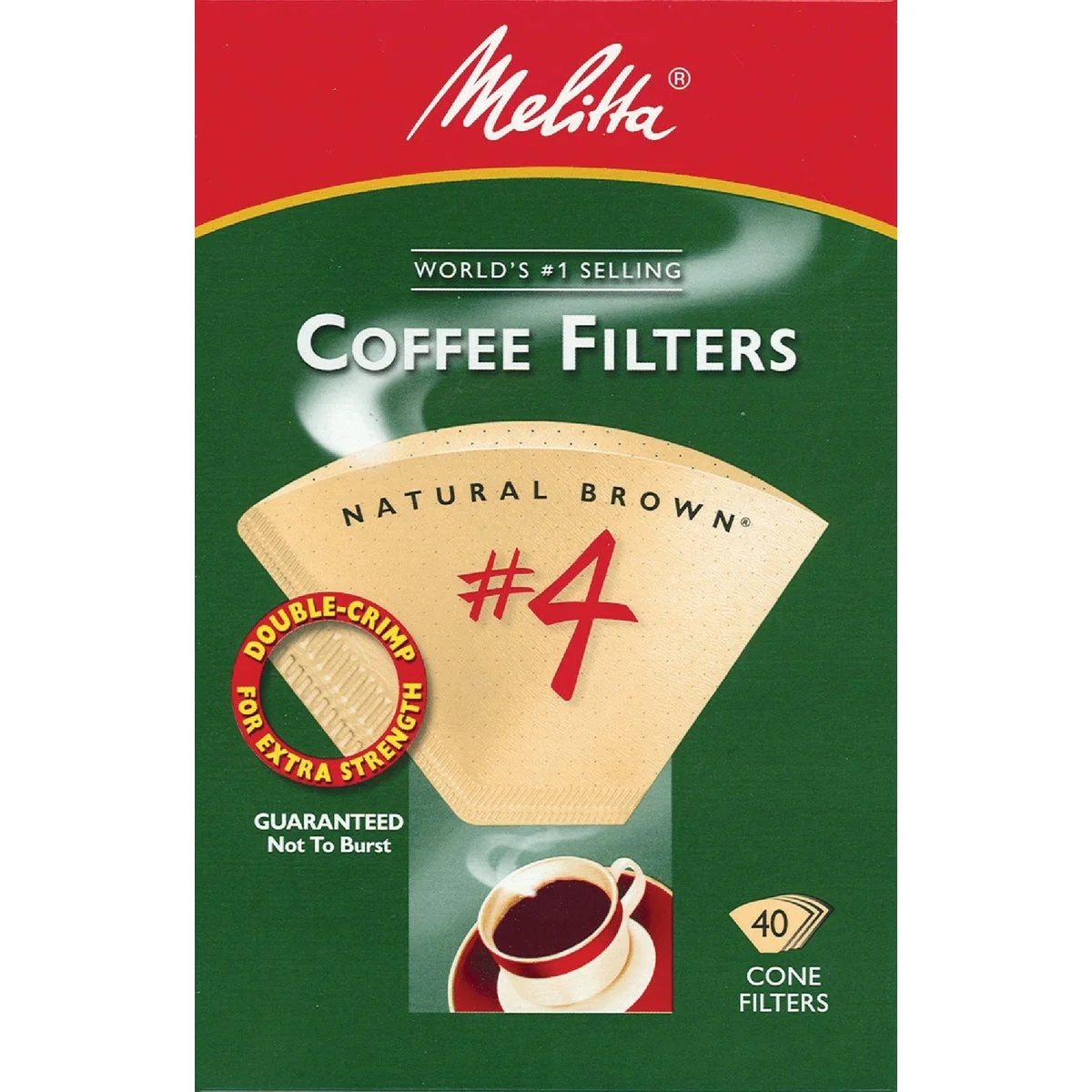 Unique Melitta 4 Cone 8-12 Cup Brown Coffee Filter 40-Pack Environmentally Friendly
