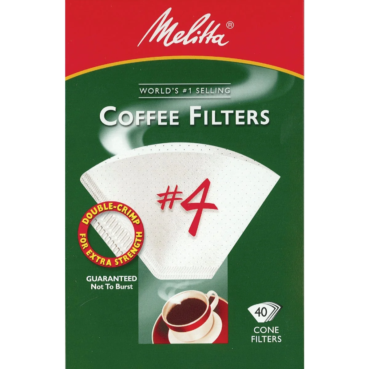 Long-Lasting Melitta 4 Cone 8-12 Cup White Coffee Filter 40-Pack Fine
