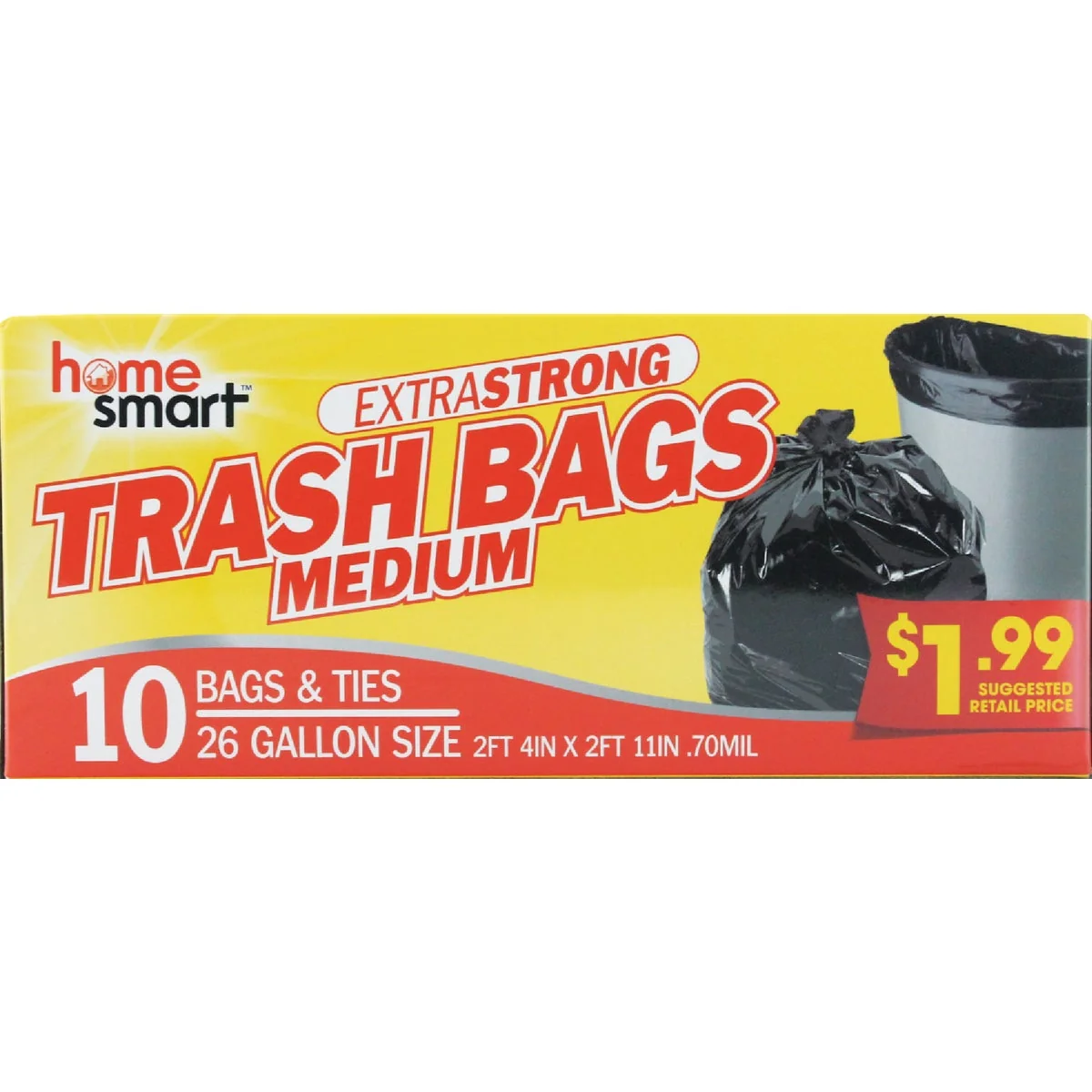 Lightweight Home Smart 26 Gal. Large Black Trash Bag 10-Count Enhanced