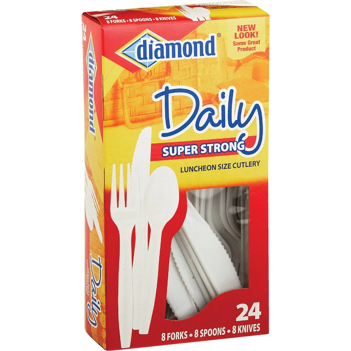 First-Class Diamond Heavy-Duty Plastic Cutlery Set 24-Piece Recyclable