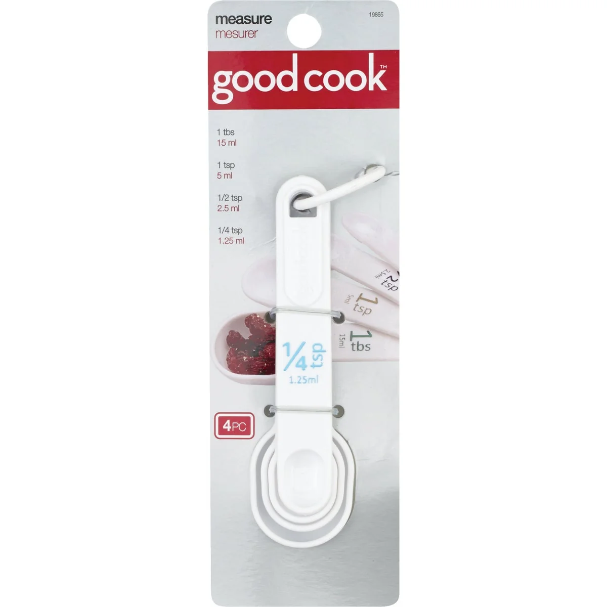 Fast Goodcook White Plastic Measuring Spoon 4-Piece Easy-to-Use