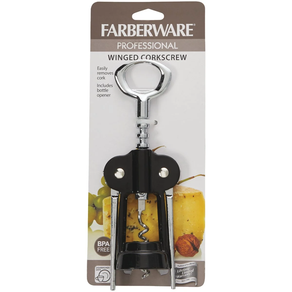 Clean Farberware Pro Hi-Tech Black Wing Corkscrew Bottle Opener Sophisticated