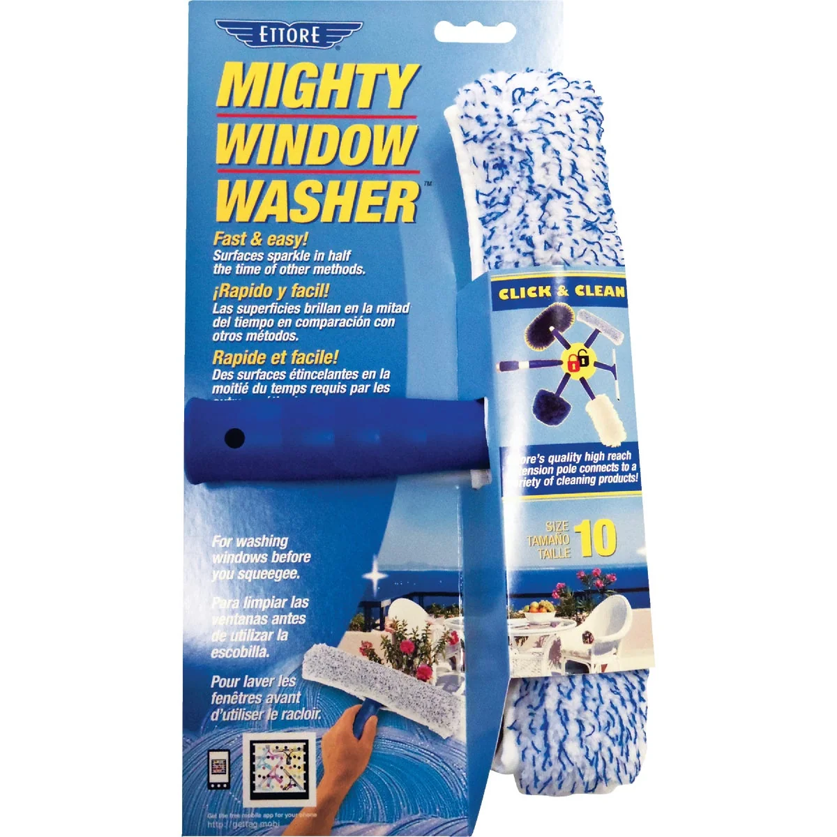 Smart Ettore Mighty Window Washer 10 In. Plastic Window Washer Efficient
