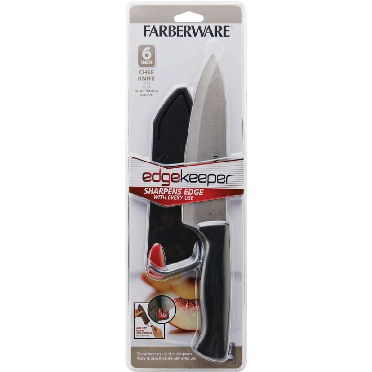 Excellent Farberware 6 In. Black Chef Knife with Edgekeeper Sheath Effective