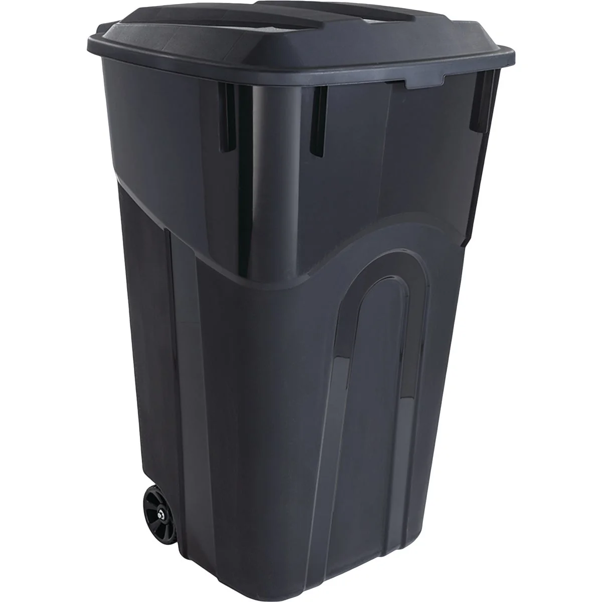 Clean United Solutions Rough and Rugged 32 Gal. Wheeled Trash Can with Attached Lid Prestigious