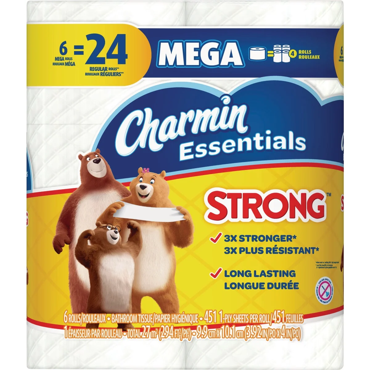 Specialty Charmin Essentials Strong Toilet Paper 6 Mega Rolls Fast