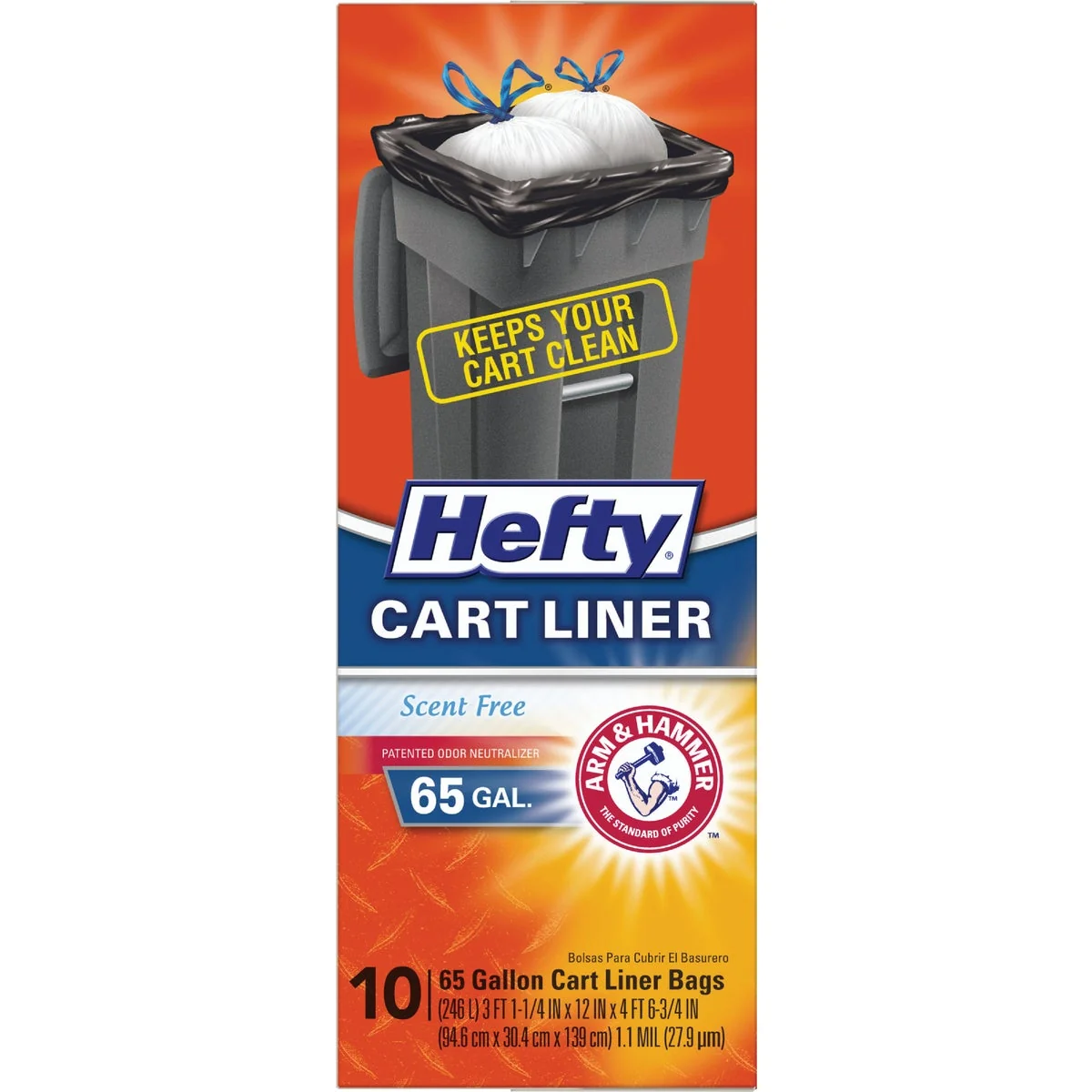 Practical Hefty 65 Gal. Cart Trash Bag Liner 10-Count Efficient
