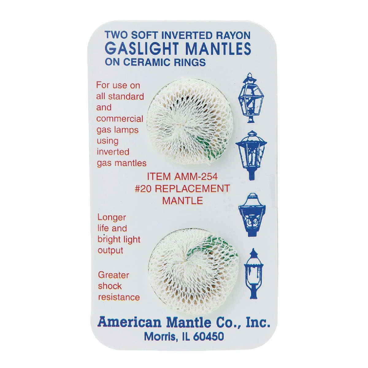 Traditional American Mantle Soft Inverted Gas Light Mantle 2 Count Detailed
