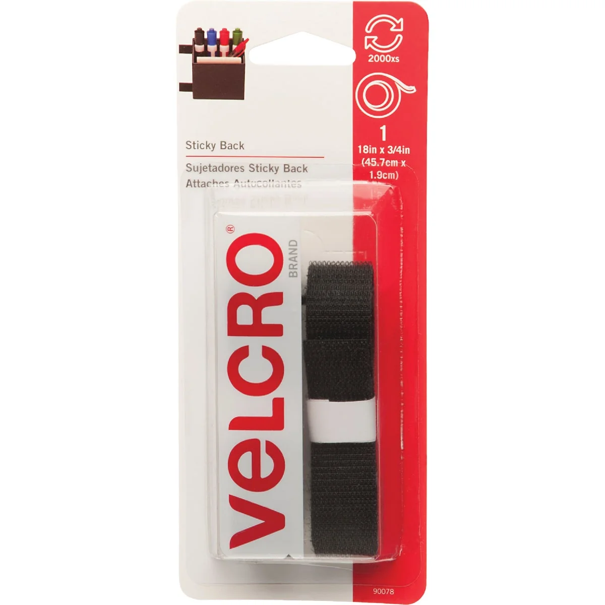 Smooth VELCRO Brand 3 4 In. x 18 In. Black Sticky Back Reclosable Hook Loop Roll Contemporary