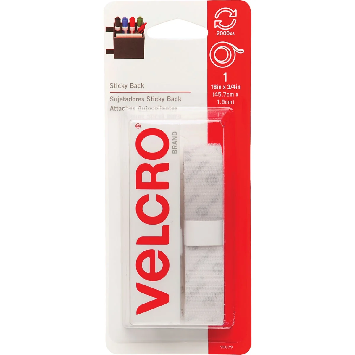 Fast VELCRO Brand 3 4 In. x 18 In. White Sticky Back Reclosable Hook Loop Roll Specialty