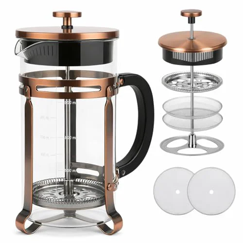 Minimalist 34 oz Bronze French Press Coffee Maker Pure
