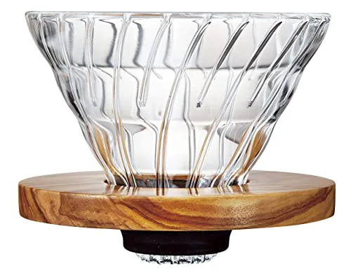 Responsible VDGR-02-OV V60 Heat Resistant Glass Permeable Coffee Dripper Olive Wood 02 Coffee Drip For 1 to 4 Cups Elegant