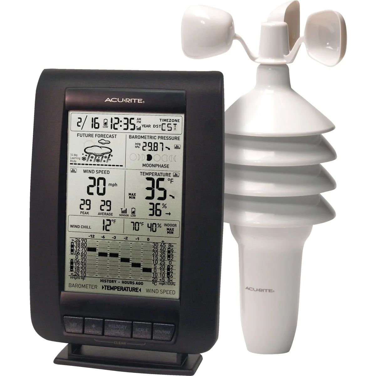 Refined Acu-Rite Wind Weather Center Weather Station Minimalist