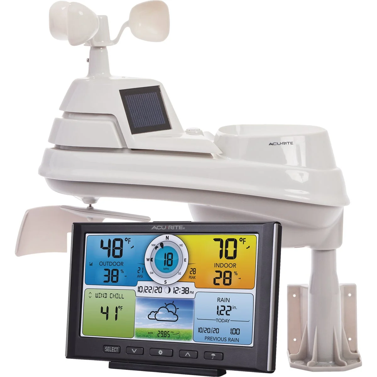Detailed Acu-Rite 5-in-1 Wireless Color Wind and Rain Professional Weather Center Station Smart