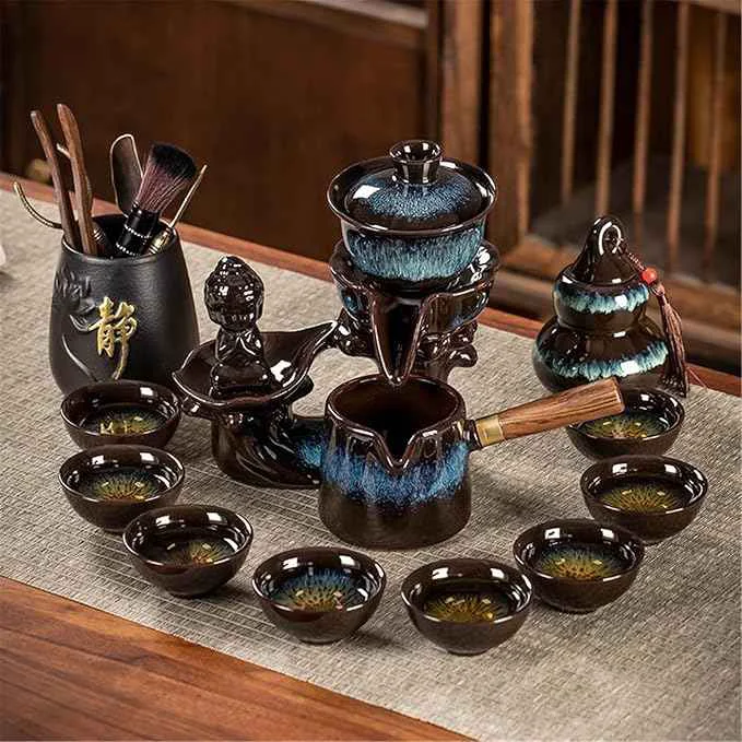 Safe Ceramic Ge Kiln Automatic Tea Set Easy Brewing Teapot and Cups-suit30 Soft