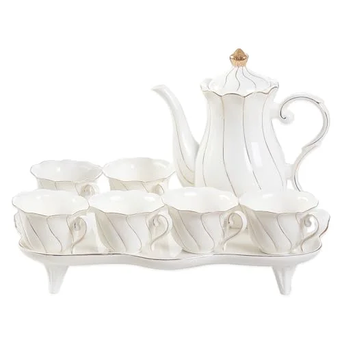 Breathable 14 pcs Tea Set for 6 with Tea Tray Spoons 14 Count Convenient