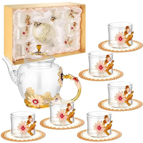 Genuine 7 Pcs Floral Tea Set for Women 7 Count Smart