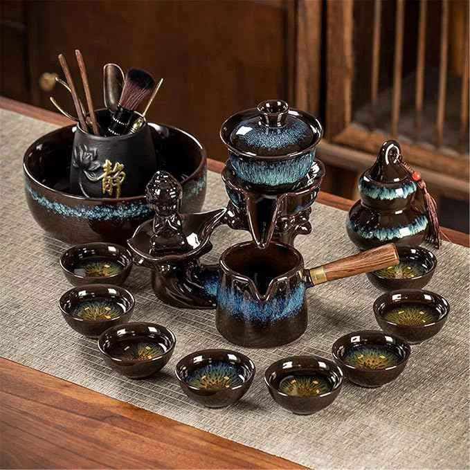 Responsible Ceramic Ge Kiln Automatic Tea Set Easy Brewing Teapot and Cups-suit31 Carefully Designed
