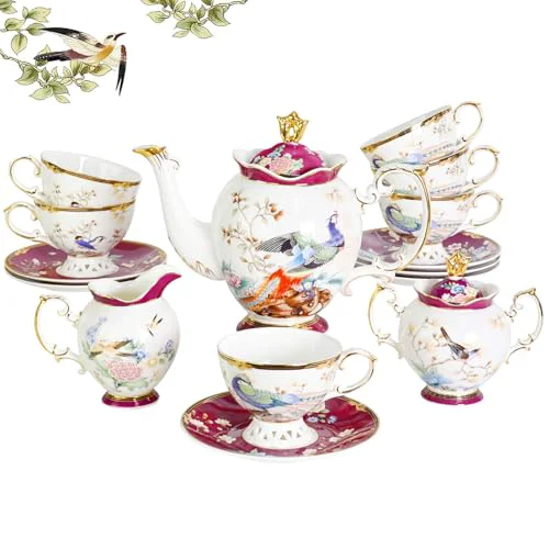 Original Design Bone China Tea Set for Adults with Teapot Fine