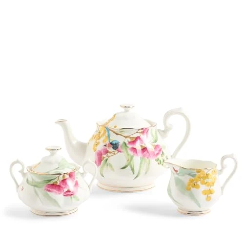 Smart Miranda Kerr Australiana Teapot Sugar Cream White 3PCS 3 Count High-End