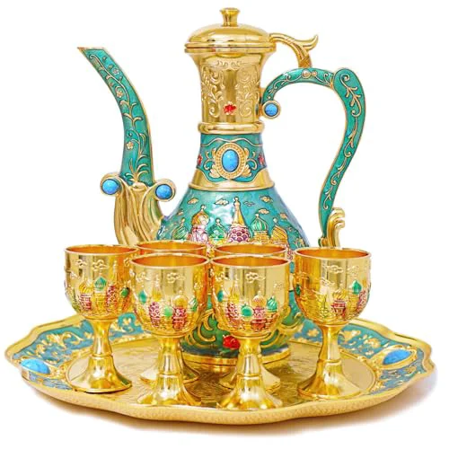 Long-Lasting Vintage Turkish Coffee and Tea Pot Set 8 Count Authentic