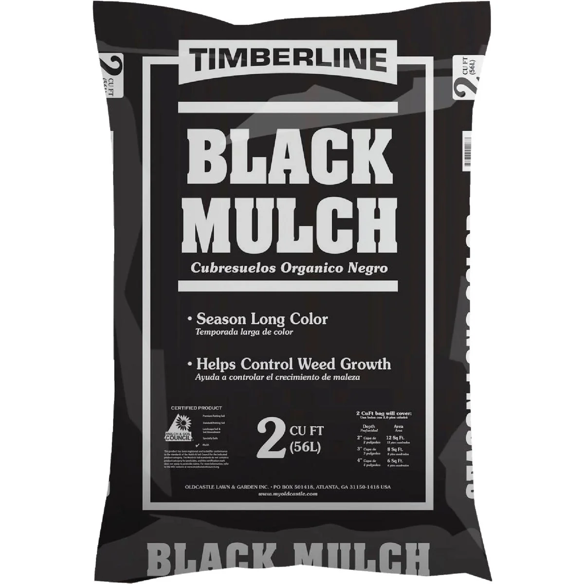 Minimalist Timberline 2 Cu. Ft. Dyed Black Shredded Hardwood Mulch Solid