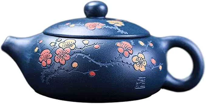 World-Class New Handmade Purple Clay Teapot Pure Beauties Kettle Painted Plum Fragrant Teapot Tea Set Gift 160ml for Women Tea Party Tea Cup Elite