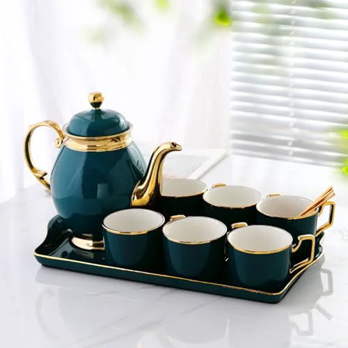 Authentic Tea Cups and Tray Set of 14 Pieces Innovative