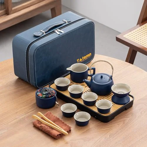 Original 14 Piece Portable Ceramic Travel Tea Set Practical