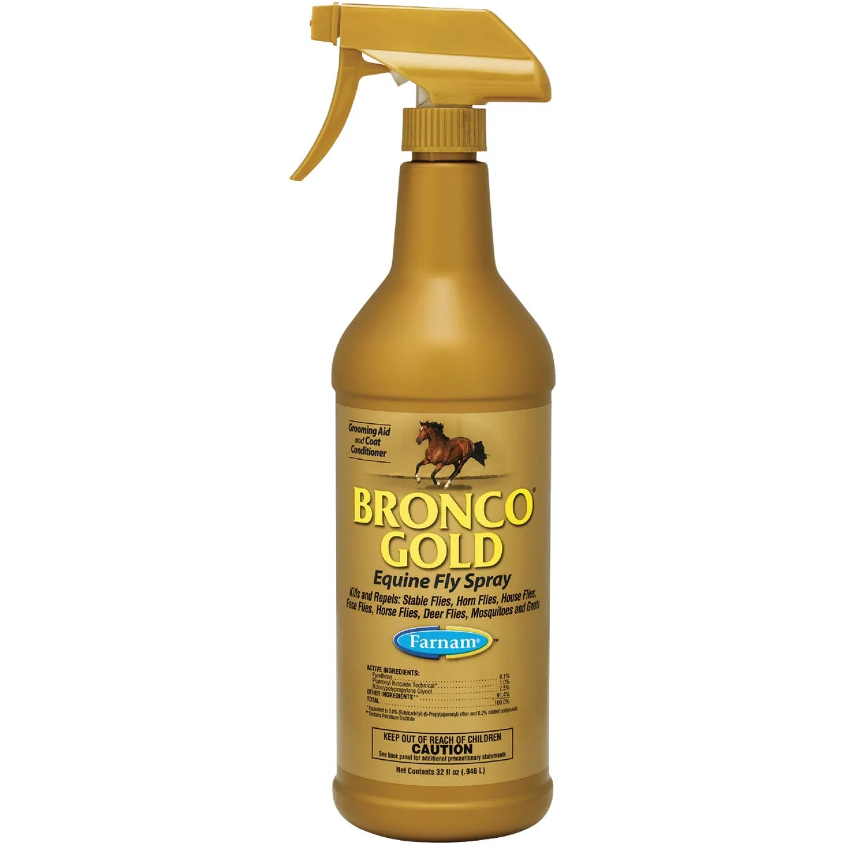 Advanced Farnam Bronco Gold 32 Oz. Trigger Spray Equine Fly Spray Reliable
