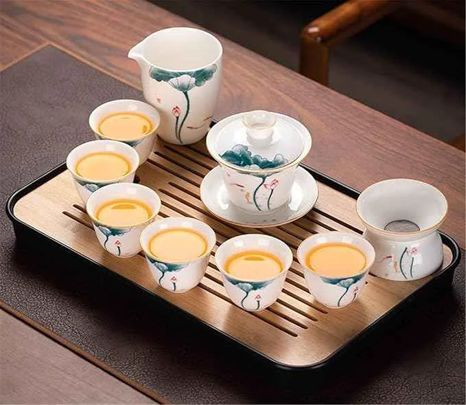 High-End White Jade Porcelain Gongfu Tea Set Gaiwan with Teacups-suit9 Artisan