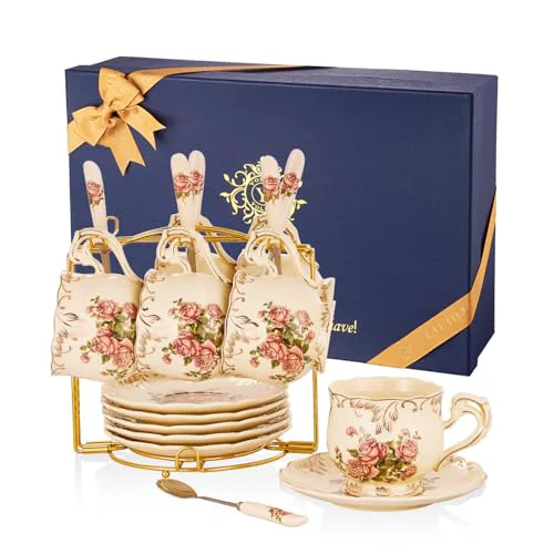 Breathable Tea Cups and Saucers Set of 6 6 Count Enhanced