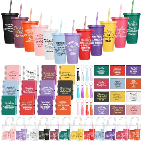 Exceptional 12 Sets Employee Appreciation Gifts Bulk with Inspirational Plastic Cup 72 Count Top-Quality