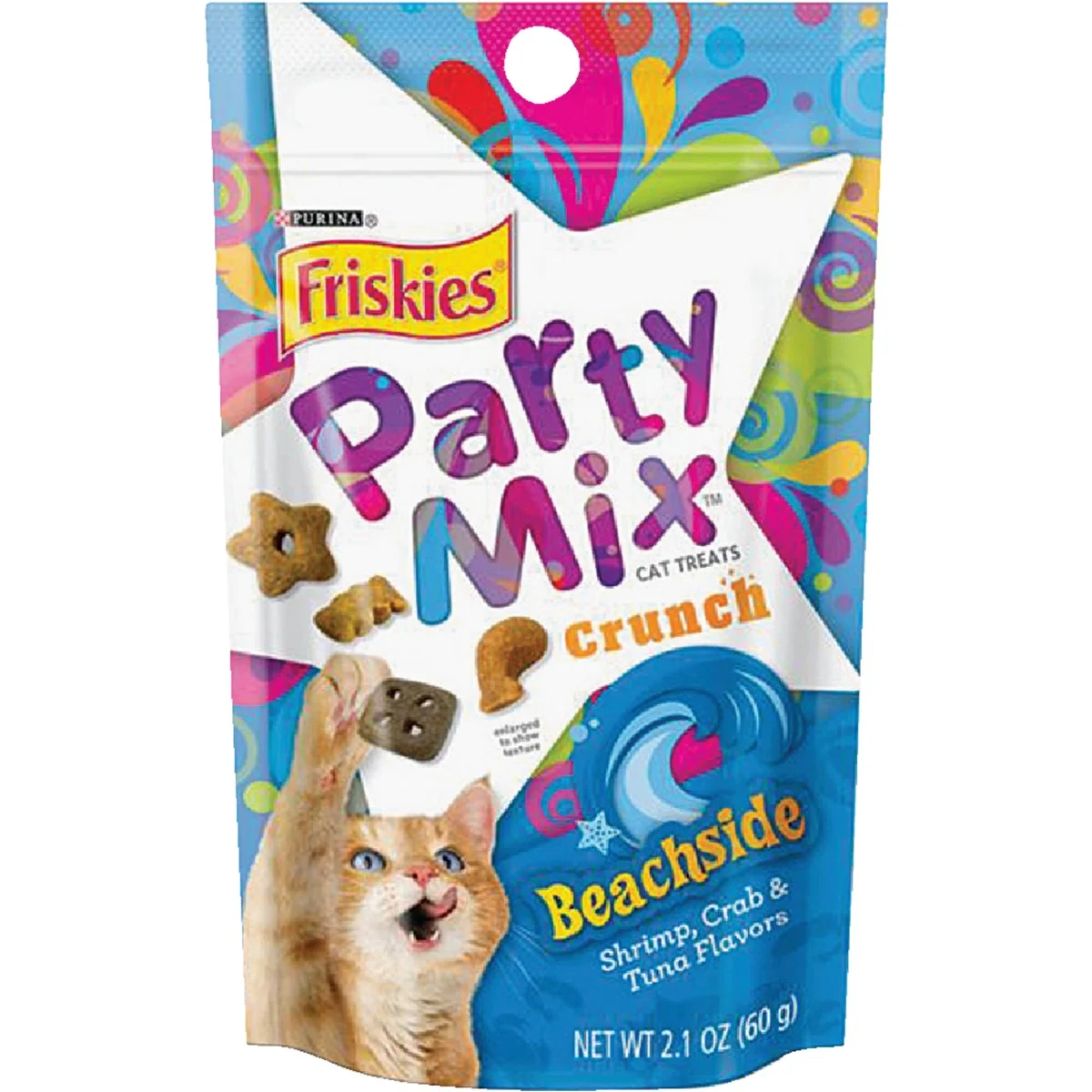 Breathable Purina Party Mix Beachside-Shrimp Crab Tuna 2.1 Oz. Cat Treat Pure